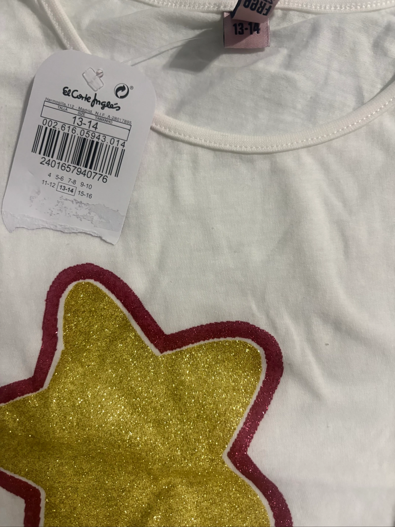 Camiseta manga larga blanca estrella Free Style El Corte Ingles 13-14 / XS – photo 3
